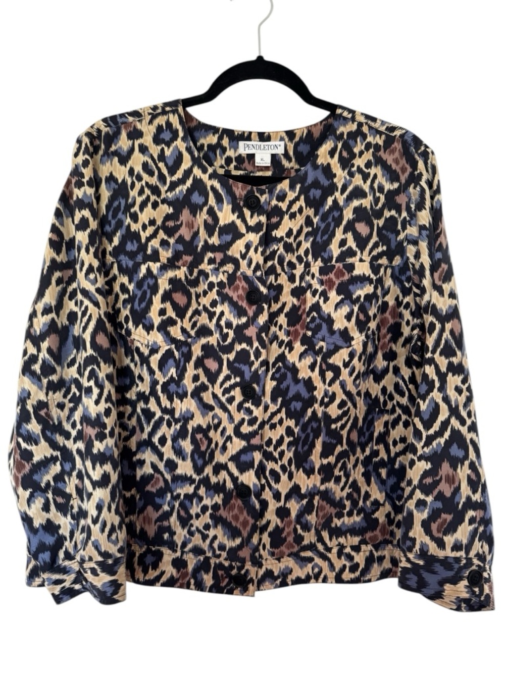 Pendleton Women’s XL 100% Silk Abstract Animal Print Blouse/Jacket